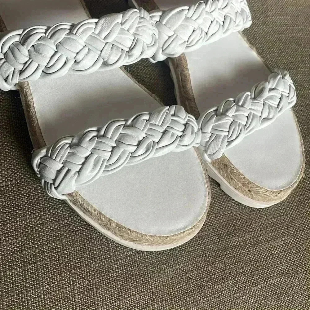 Marc Fisher Leather White Sandals Size 8 - Picture 5 of 9